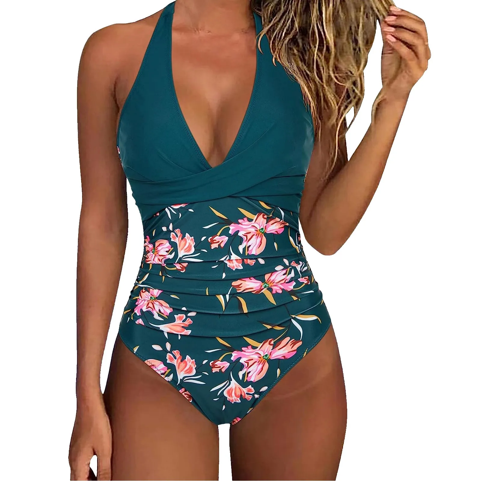 Tummy Control One-piece Swimsuit Female Backless Design Halter Beachwear Women's Swimwear Bathing Suit купальники жіночий 2024