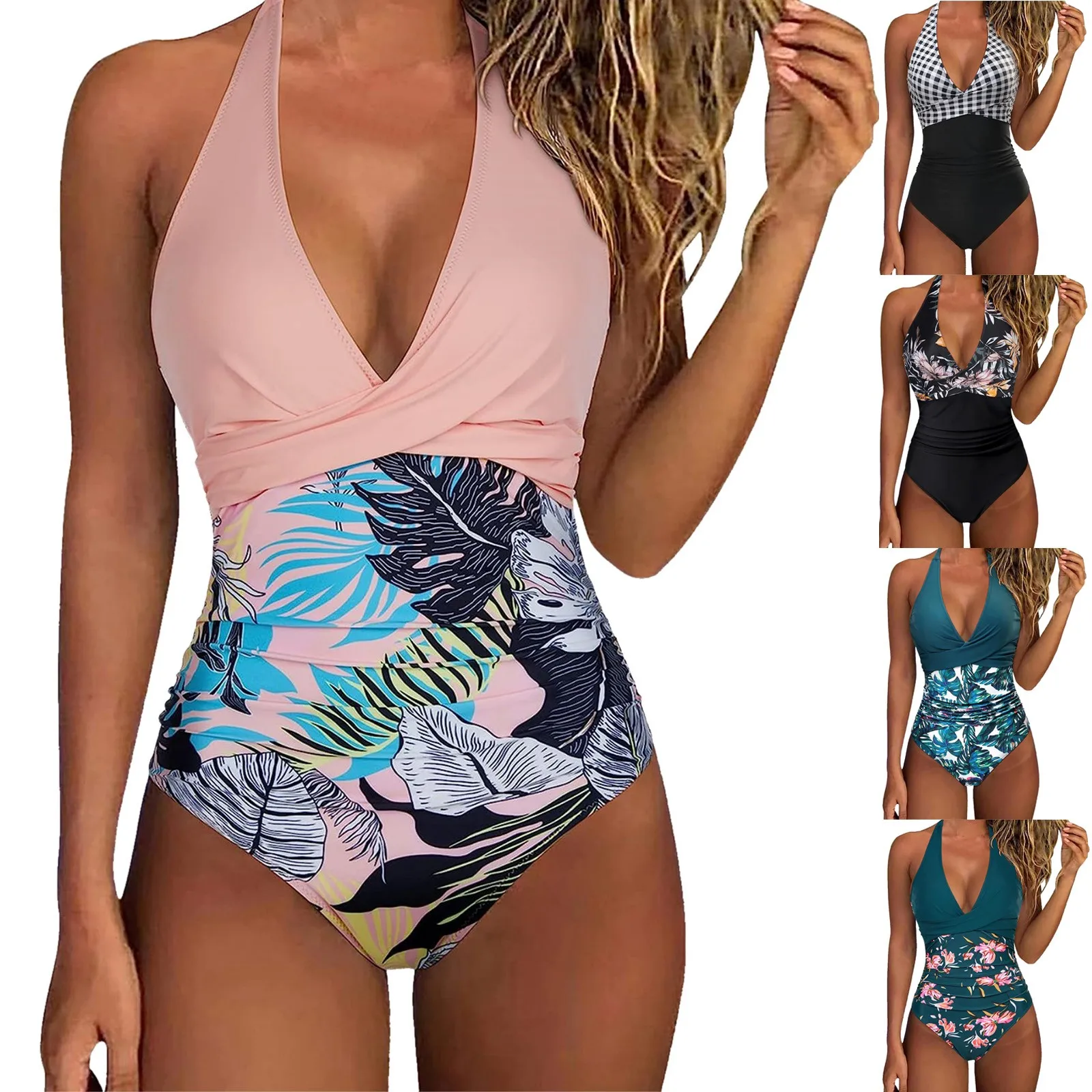 Tummy Control One-piece Swimsuit Female Backless Design Halter Beachwear Women's Swimwear Bathing Suit купальники жіночий 2024