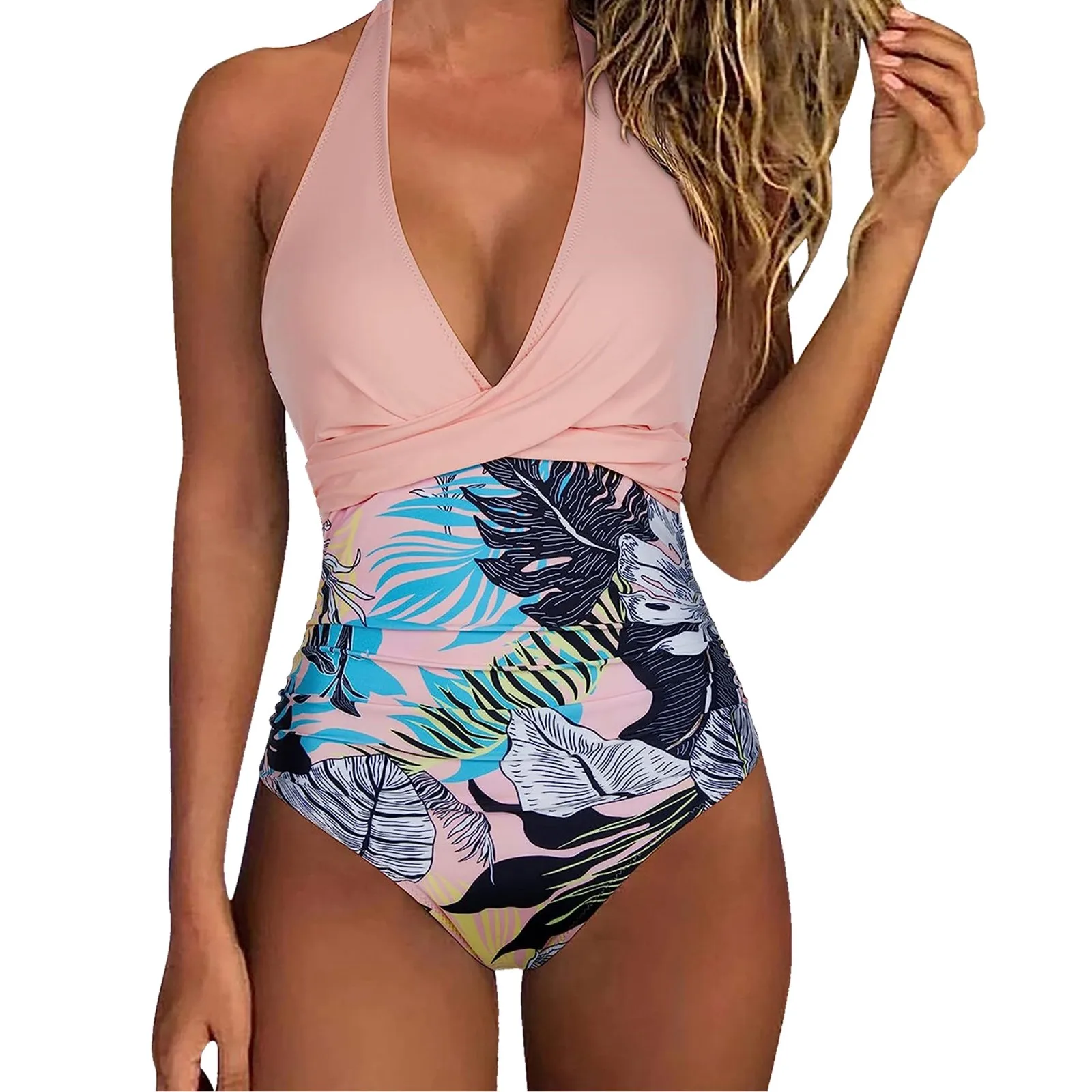 Tummy Control One-piece Swimsuit Female Backless Design Halter Beachwear Women's Swimwear Bathing Suit купальники жіночий 2024