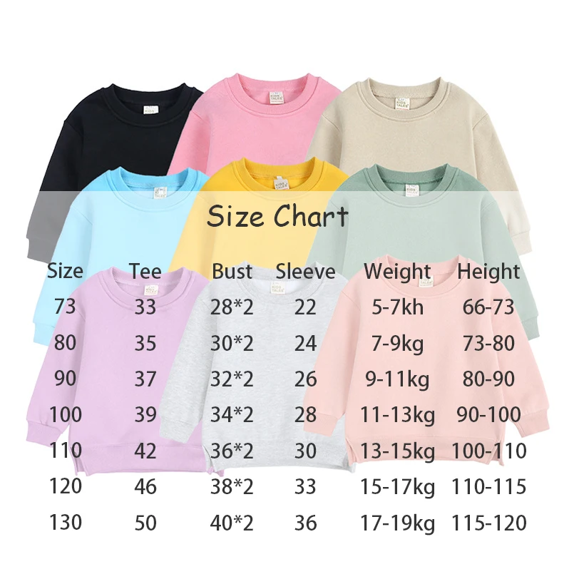 2024 Autumn Boy Girl Children Solid Long Sleeves Sweatshirts Cotton Tops Toddler Casual Tees