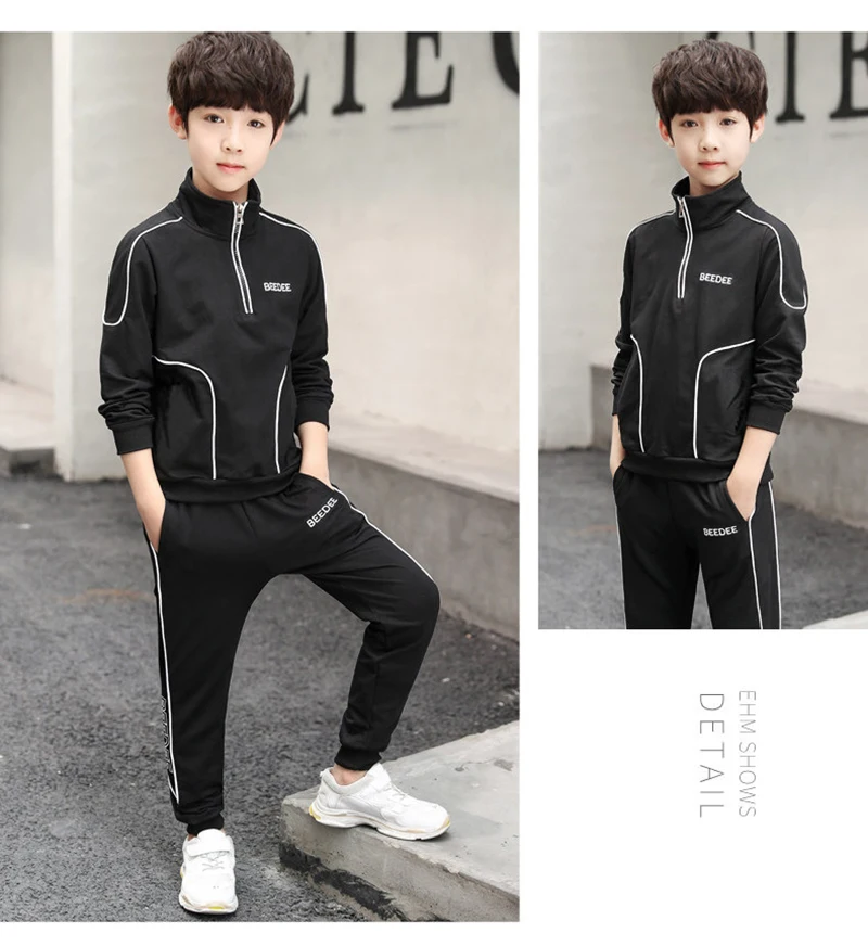 Spring Autumn Teenager Boys Clothing Sets Child Fashion Letter Sweatshirt + Pants 2Pcs Kids Tracksuit 4 5 6 7 8 9 10 11 12 Years