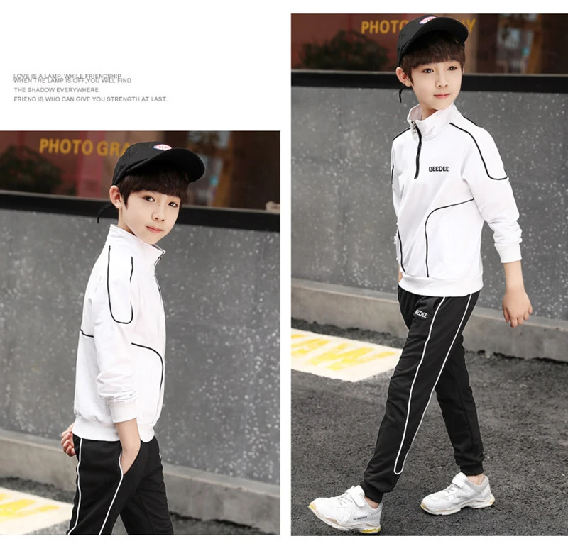 Spring Autumn Teenager Boys Clothing Sets Child Fashion Letter Sweatshirt + Pants 2Pcs Kids Tracksuit 4 5 6 7 8 9 10 11 12 Years