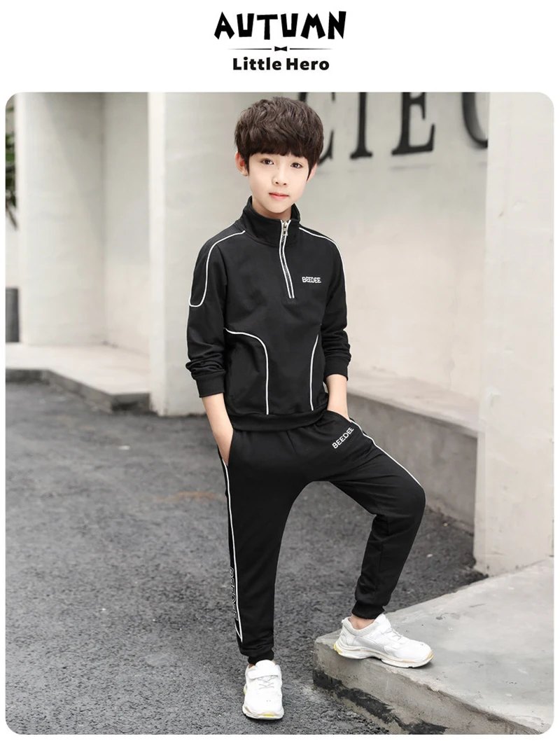 Spring Autumn Teenager Boys Clothing Sets Child Fashion Letter Sweatshirt + Pants 2Pcs Kids Tracksuit 4 5 6 7 8 9 10 11 12 Years