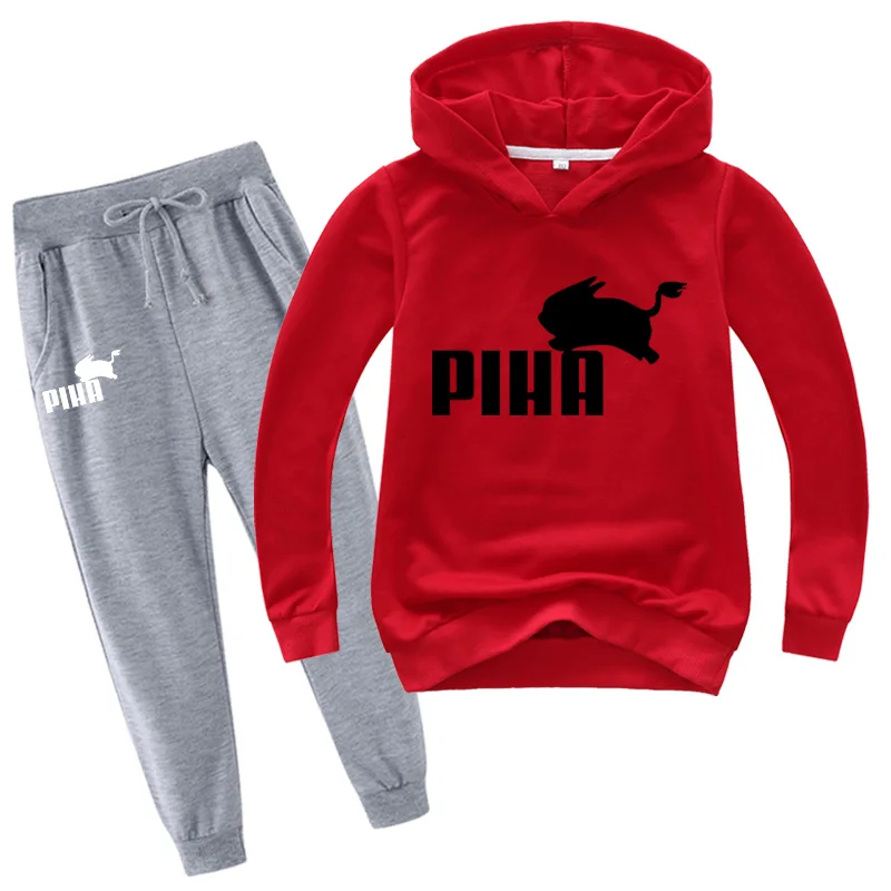 PIHA Rabbit Tracksuit Spring Sport Suit Kids Cartoon Printed Hoodie Pants 2pcs Sets Baby Boys Clothing Sets Toddler Girl Outfits