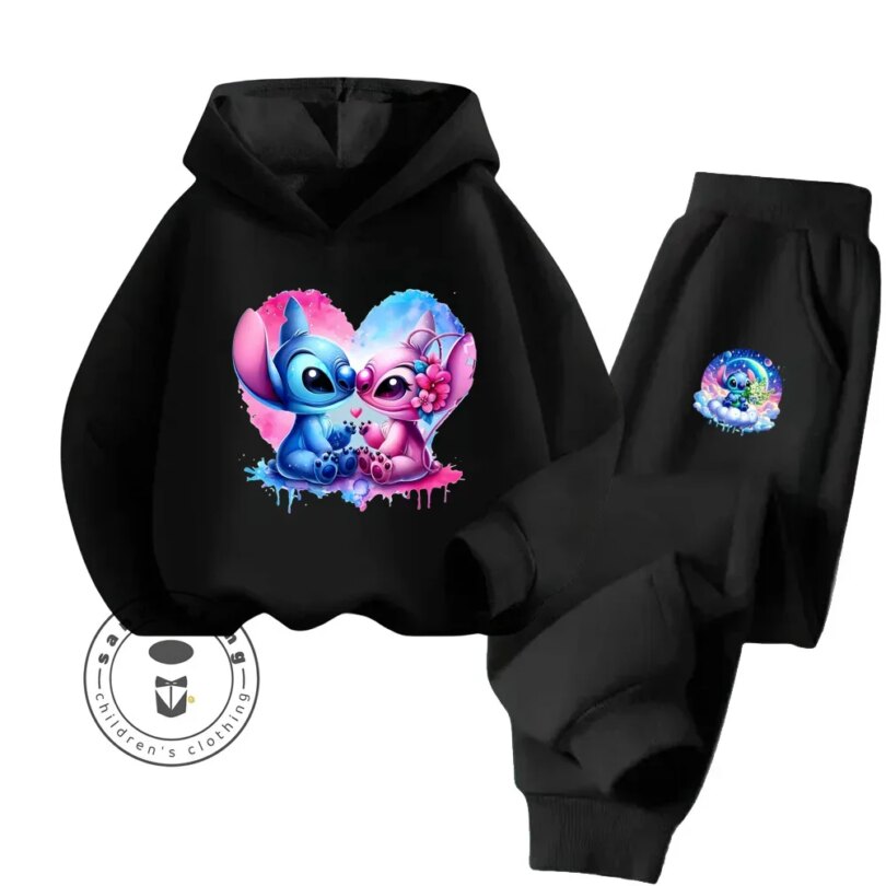 Cartoon Stitch Fall Winter Fashion Kawaii Sports Hoodie Set for Boys Girls Kids with High Quality Wear Resistant Cheap Fashion - Image 2