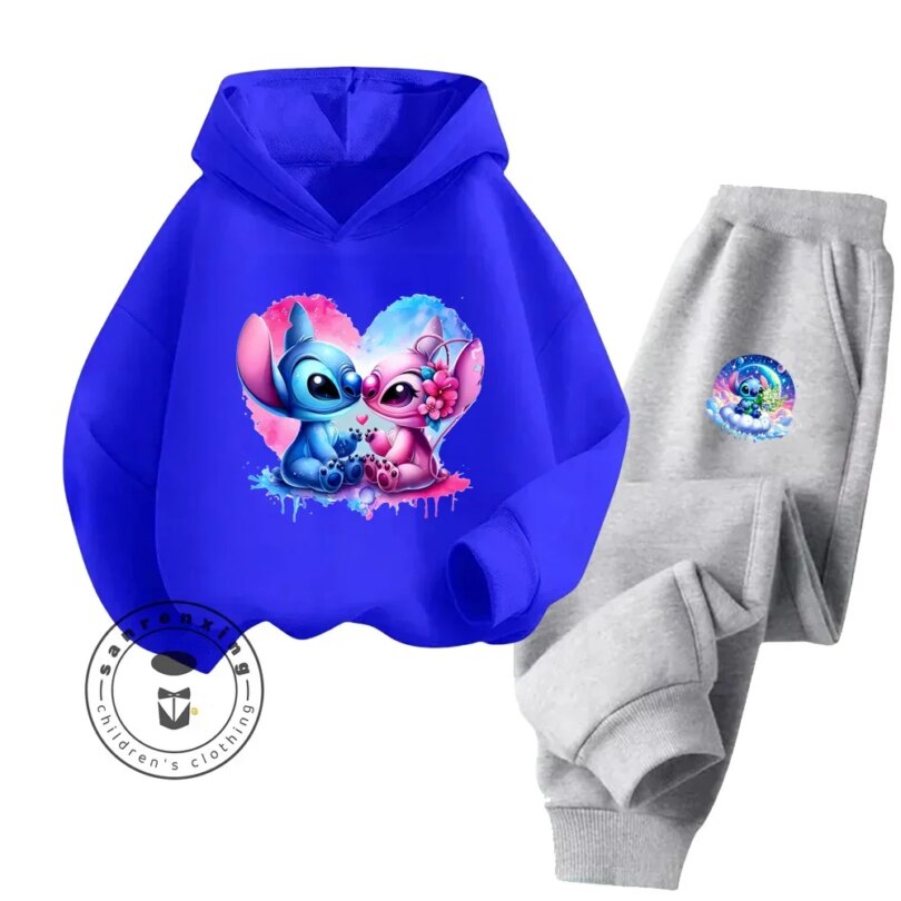 Cartoon Stitch Fall Winter Fashion Kawaii Sports Hoodie Set for Boys Girls Kids with High Quality Wear Resistant Cheap Fashion - Image 4