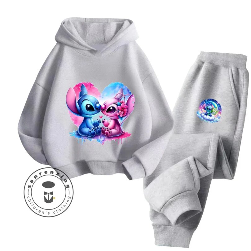 Cartoon Stitch Fall Winter Fashion Kawaii Sports Hoodie Set for Boys Girls Kids with High Quality Wear Resistant Cheap Fashion - Image 6