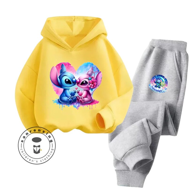 Cartoon Stitch Fall Winter Fashion Kawaii Sports Hoodie Set for Boys Girls Kids with High Quality Wear Resistant Cheap Fashion - Image 5