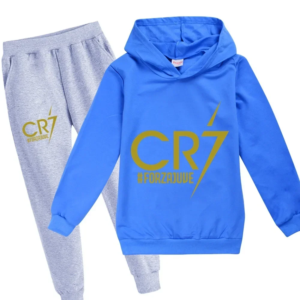 Kid's Spring Autumn Football Idol CR7 Clothes Hoodie+Pants Suit Suitable For Sports And Leisure Xmas Birthday Gift ildren