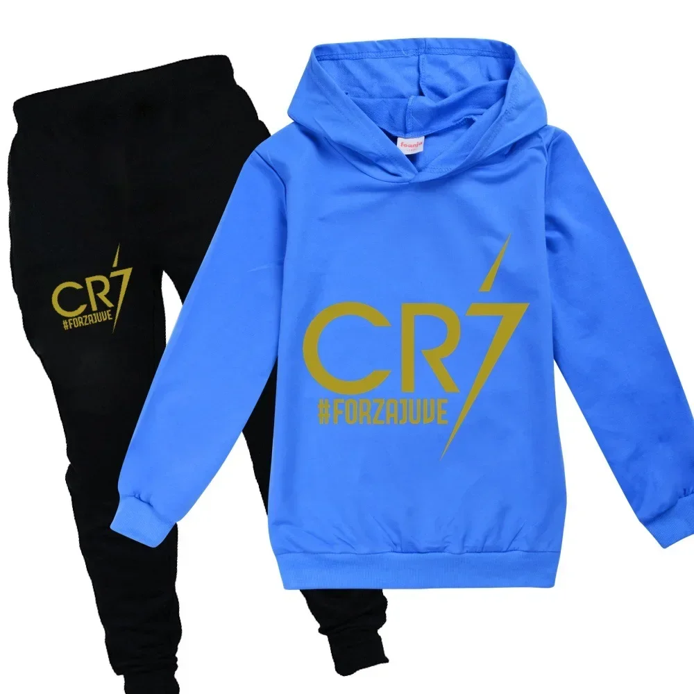 Kid's Spring Autumn Football Idol CR7 Clothes Hoodie+Pants Suit Suitable For Sports And Leisure Xmas Birthday Gift ildren