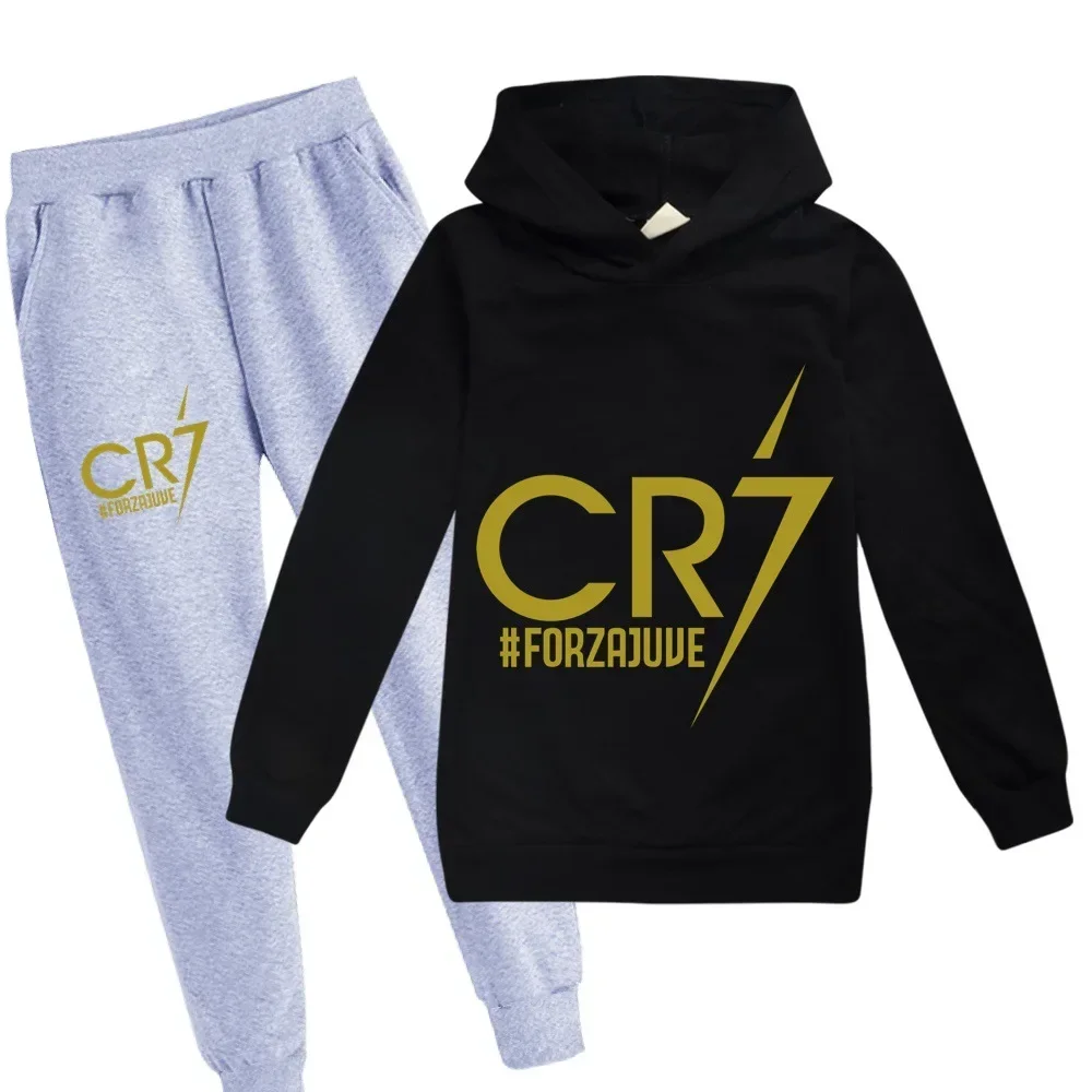 Kid's Spring Autumn Football Idol CR7 Clothes Hoodie+Pants Suit Suitable For Sports And Leisure Xmas Birthday Gift ildren