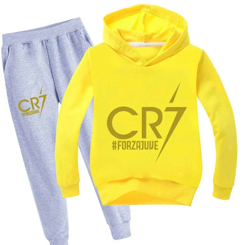 Kid's Spring Autumn Football Idol CR7 Clothes Hoodie+Pants Suit Suitable For Sports And Leisure Xmas Birthday Gift ildren