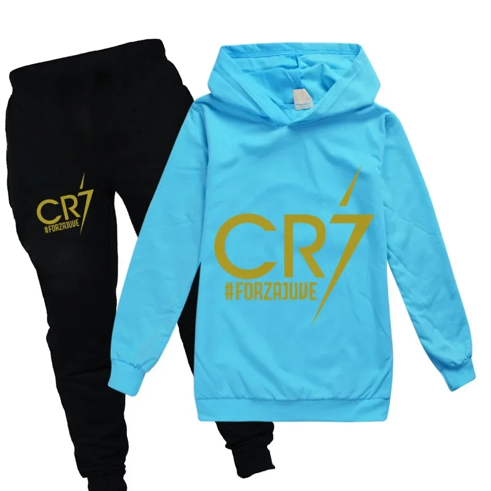 Kid's Spring Autumn Football Idol CR7 Clothes Hoodie+Pants Suit Suitable For Sports And Leisure Xmas Birthday Gift ildren