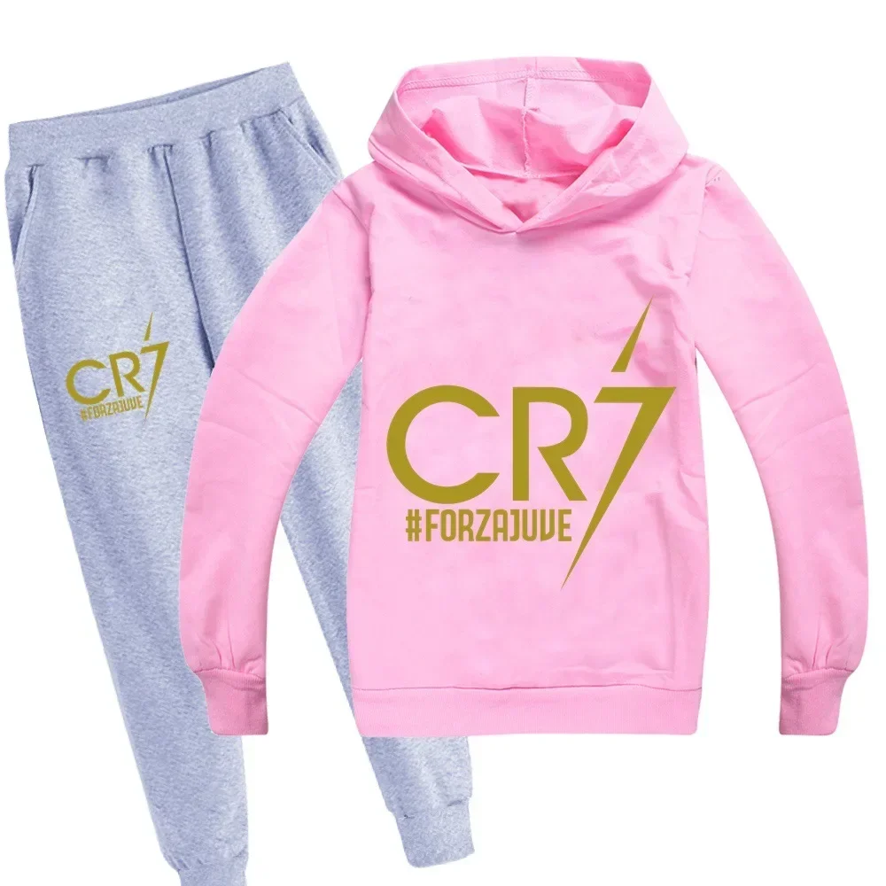 Kid's Spring Autumn Football Idol CR7 Clothes Hoodie+Pants Suit Suitable For Sports And Leisure Xmas Birthday Gift ildren