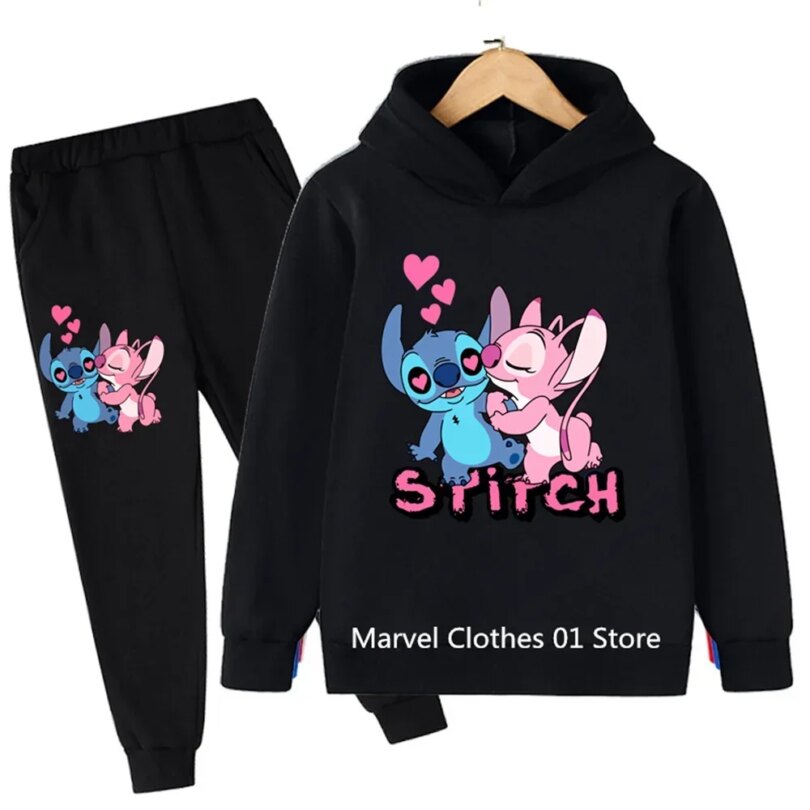 2pcs Set Clothing Stitch Hoodies Boys Girls Casual Long-Sleeves Sweatshirt+Long Pants Sets For 2-13 Years Kids Autumn Clothes - Image 2