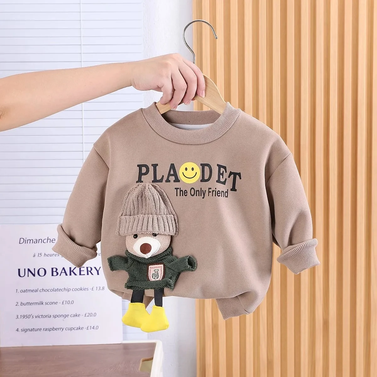 Children's Clothing Set Autumn and Winter New Boys' Baby Korean Edition Plush Thickened Sweater Pants Two Piece Set