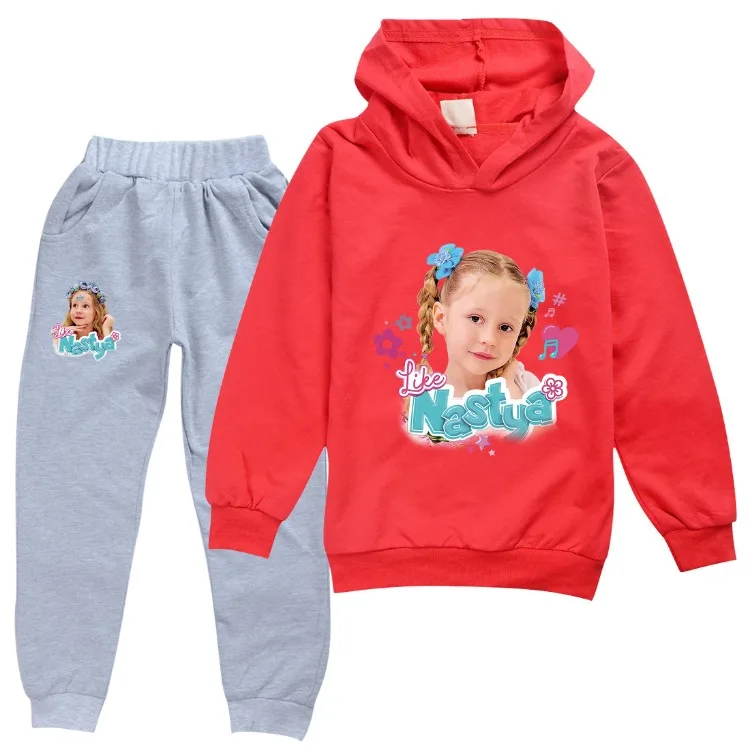 Like Nastya Show Clothes Kids Cartoon Tracksuit Baby Girls Hooded Sweatshirt Jogging Pants 2pcs Set Boys Outfits Children's Sets