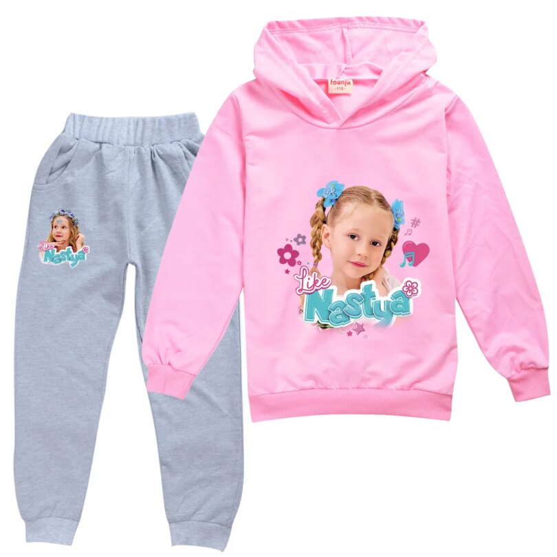 Like Nastya Show Clothes Kids Cartoon Tracksuit Baby Girls Hooded Sweatshirt Jogging Pants 2pcs Set Boys Outfits Children's Sets - Image 5