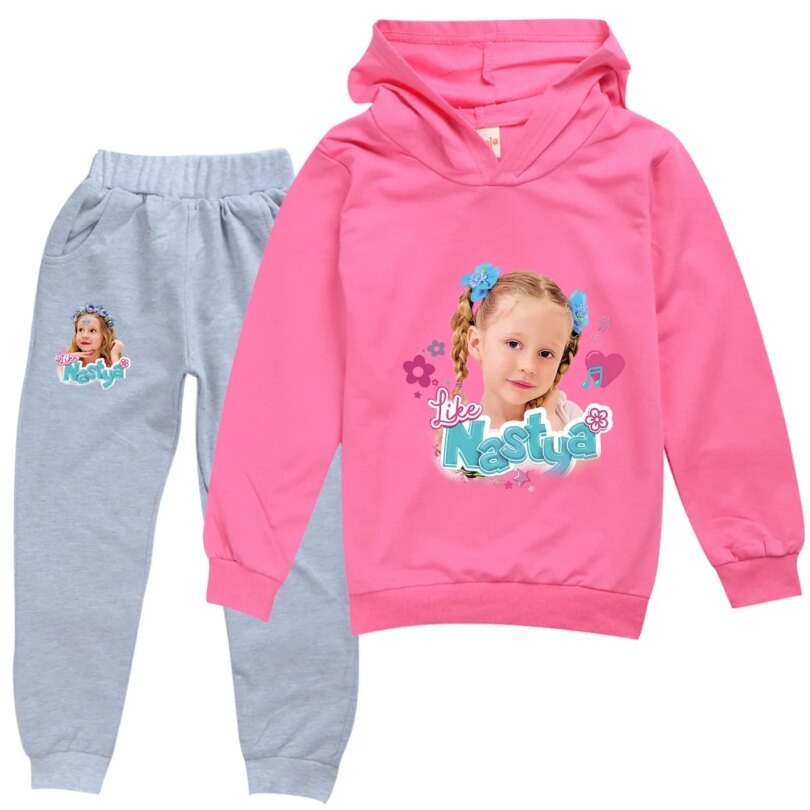 Like Nastya Show Clothes Kids Cartoon Tracksuit Baby Girls Hooded Sweatshirt Jogging Pants 2pcs Set Boys Outfits Children's Sets - Image 6