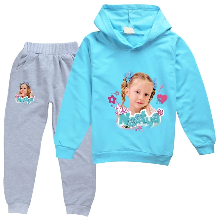 Like Nastya Show Clothes Kids Cartoon Tracksuit Baby Girls Hooded Sweatshirt Jogging Pants 2pcs Set Boys Outfits Children's Sets