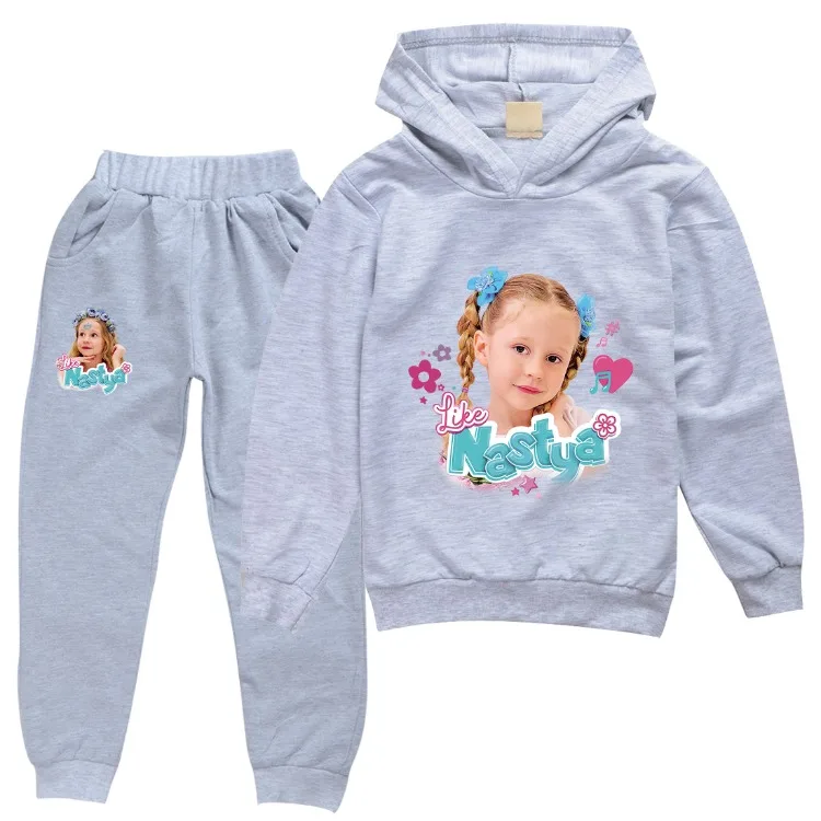 Like Nastya Show Clothes Kids Cartoon Tracksuit Baby Girls Hooded Sweatshirt Jogging Pants 2pcs Set Boys Outfits Children's Sets