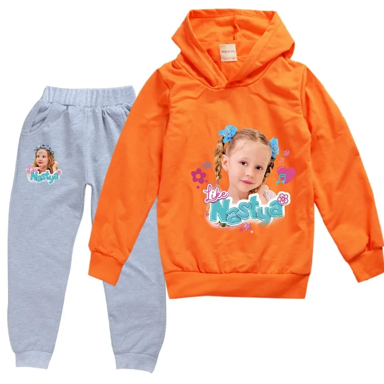 Like Nastya Show Clothes Kids Cartoon Tracksuit Baby Girls Hooded Sweatshirt Jogging Pants 2pcs Set Boys Outfits Children's Sets