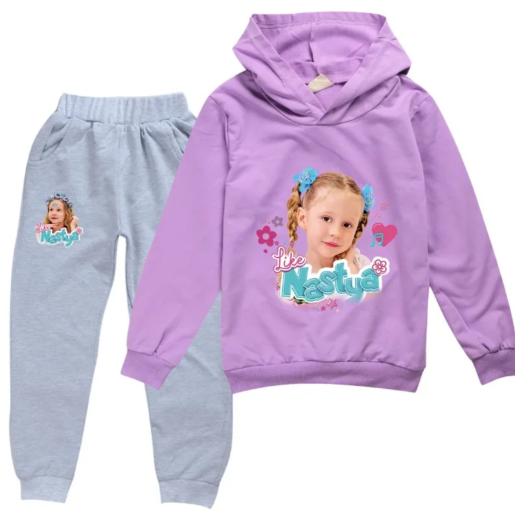 Like Nastya Show Clothes Kids Cartoon Tracksuit Baby Girls Hooded Sweatshirt Jogging Pants 2pcs Set Boys Outfits Children's Sets