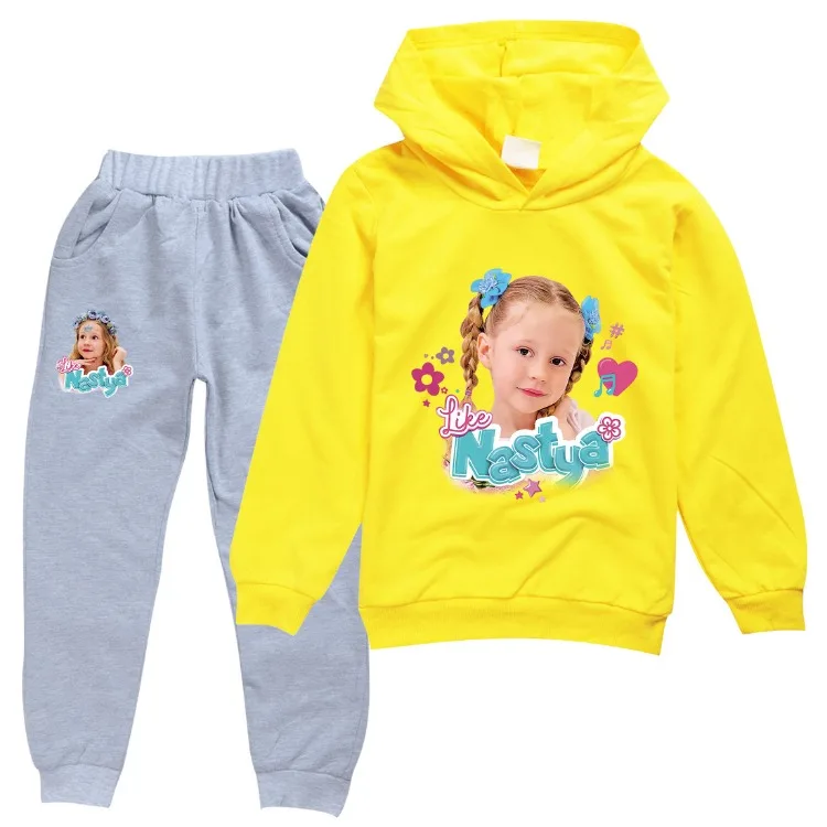 Like Nastya Show Clothes Kids Cartoon Tracksuit Baby Girls Hooded Sweatshirt Jogging Pants 2pcs Set Boys Outfits Children's Sets