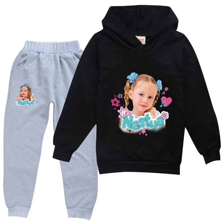 Like Nastya Show Clothes Kids Cartoon Tracksuit Baby Girls Hooded Sweatshirt Jogging Pants 2pcs Set Boys Outfits Children's Sets