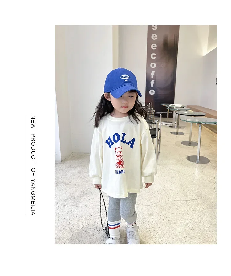 2024 Autumn Children's Fashionable Sports Set Baby Girl Sweater + Leggings Two-piece Sets Girl Toddler Cartoon Alphabet Clothing