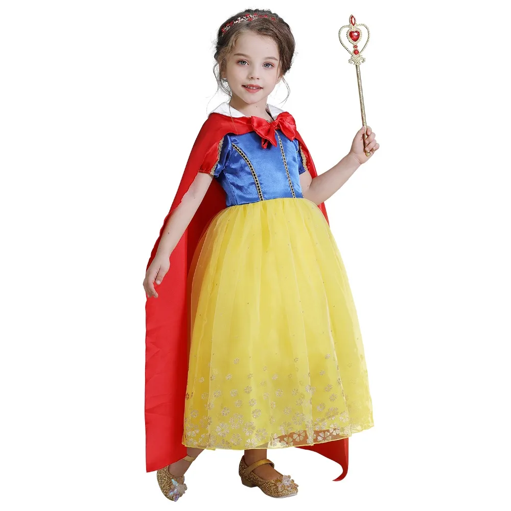 Summer Princess Dress For Girls Snow White Cosplay Costume Puff Sleeve Kids Dress Children Party Birthday Fancy Gown Vestidos