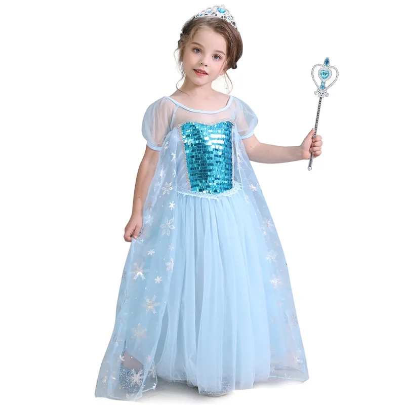 Summer Princess Dress For Girls Snow White Cosplay Costume Puff Sleeve Kids Dress Children Party Birthday Fancy Gown Vestidos