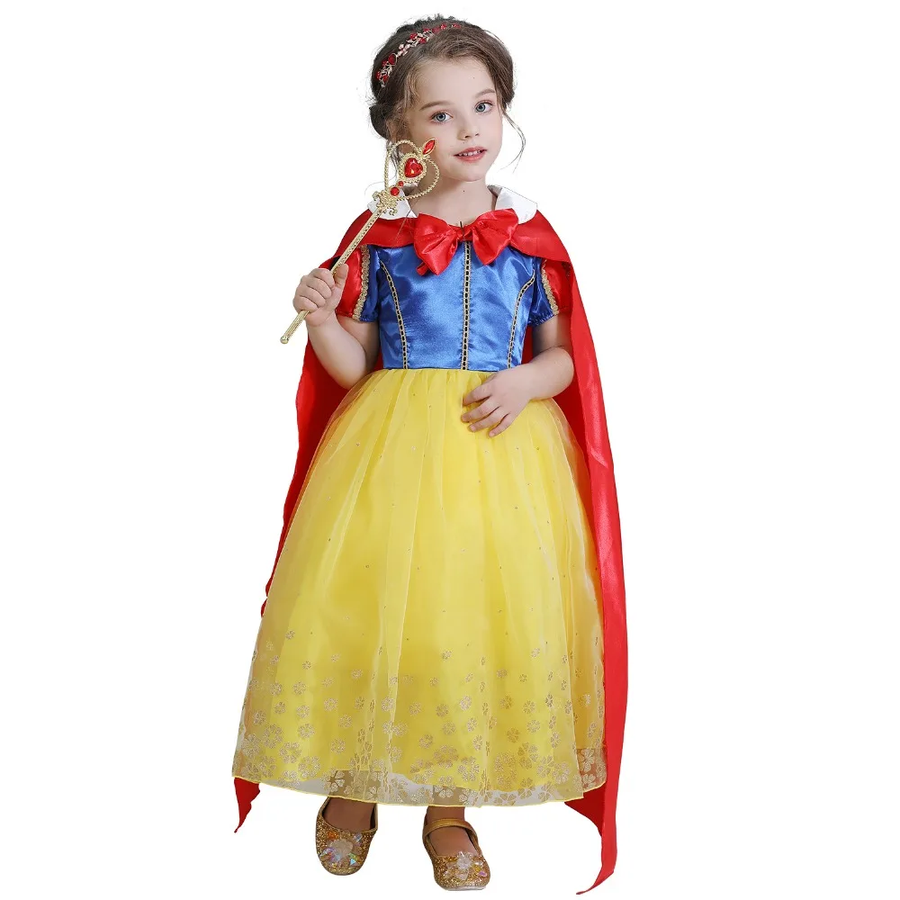 Summer Princess Dress For Girls Snow White Cosplay Costume Puff Sleeve Kids Dress Children Party Birthday Fancy Gown Vestidos