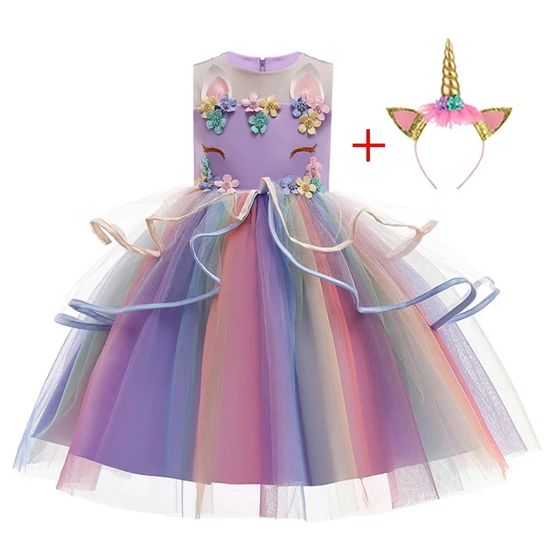 Baby Girl Unicorn Dress Cosplay Costume Birthday Party Princess Dress Sleeveless Wedding Christmas Outfit Kids Girl Clothing