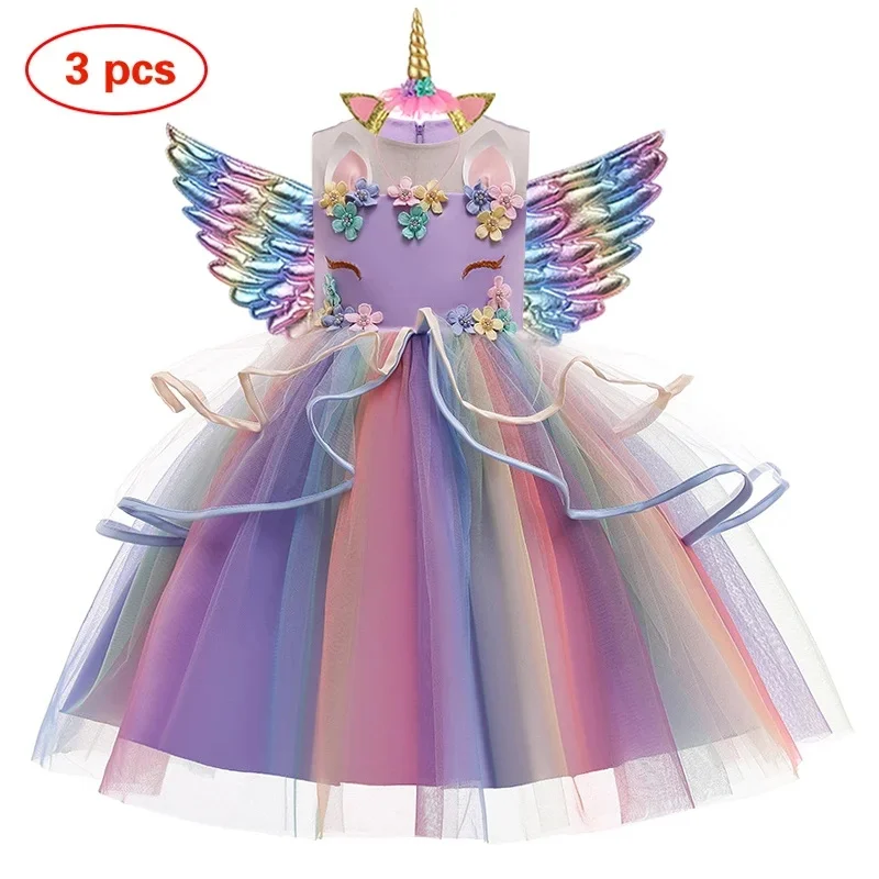 Baby Girl Unicorn Dress Cosplay Costume Birthday Party Princess Dress Sleeveless Wedding Christmas Outfit Kids Girl Clothing