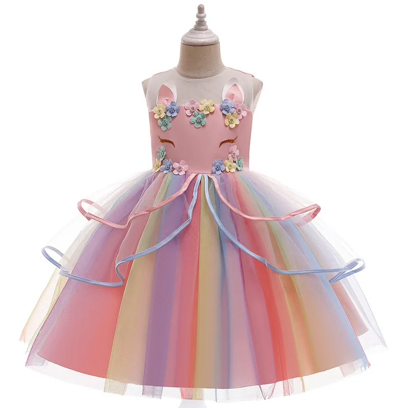 Baby Girl Unicorn Dress Cosplay Costume Birthday Party Princess Dress Sleeveless Wedding Christmas Outfit Kids Girl Clothing