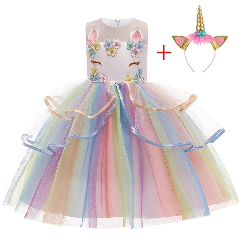 Baby Girl Unicorn Dress Cosplay Costume Birthday Party Princess Dress Sleeveless Wedding Christmas Outfit Kids Girl Clothing