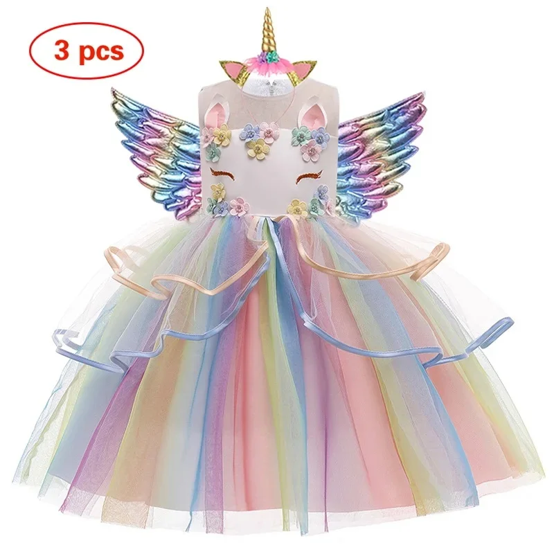 Baby Girl Unicorn Dress Cosplay Costume Birthday Party Princess Dress Sleeveless Wedding Christmas Outfit Kids Girl Clothing