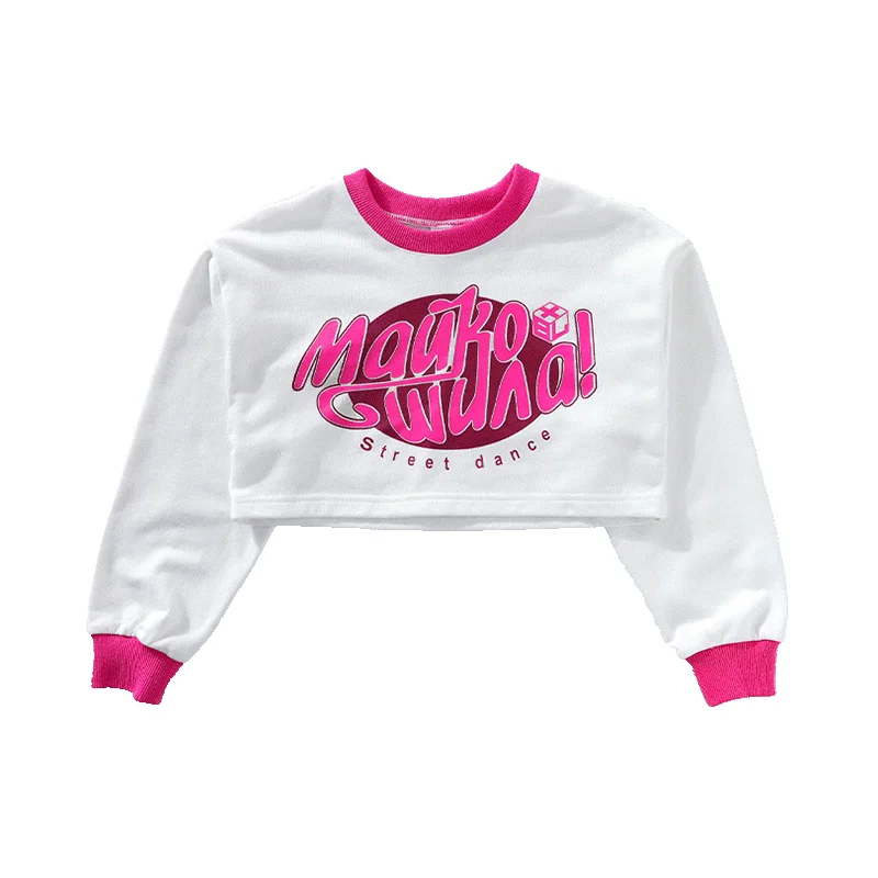 Girl Fashion Hiphop Long Sleeve Cropped T-shirt Cargo Pants Clothing Kids Hip-hop Dance Suit Child Performance Streetwear Outfit