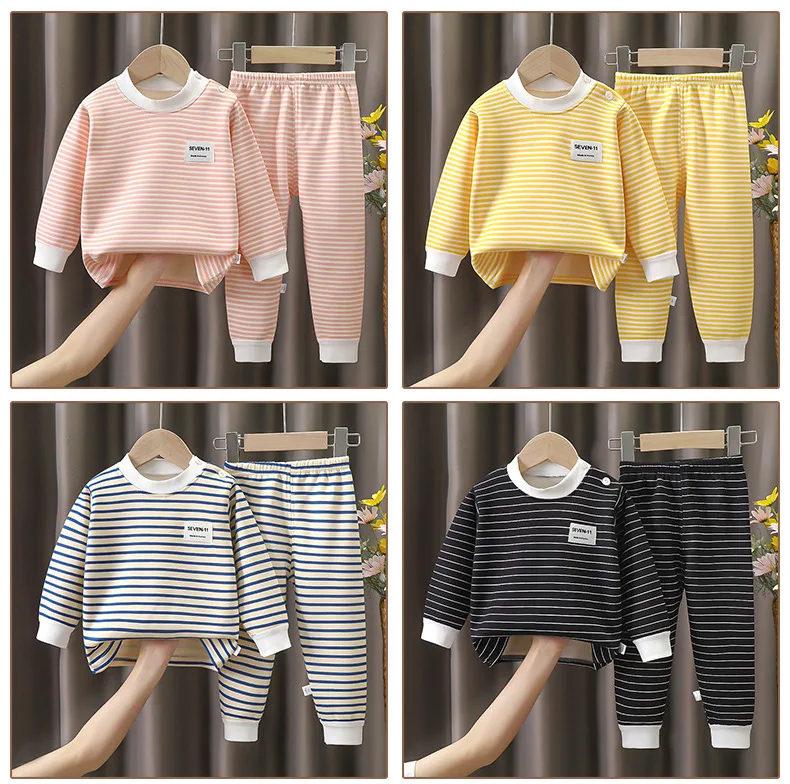 Children's Clothing Autumn  Winter Warm Clothes Girls' Long Sleeved Top with Plush Bottom Baby Boys' Top and Pants Set