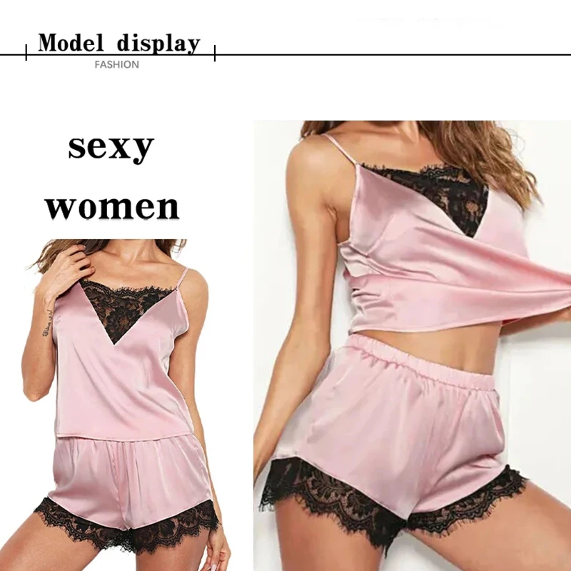 Lace Pajama Sets Women Pijama Mujer Strap Sleeveless Sexy Sleepwear Short Lingerie Set Female Night Wear