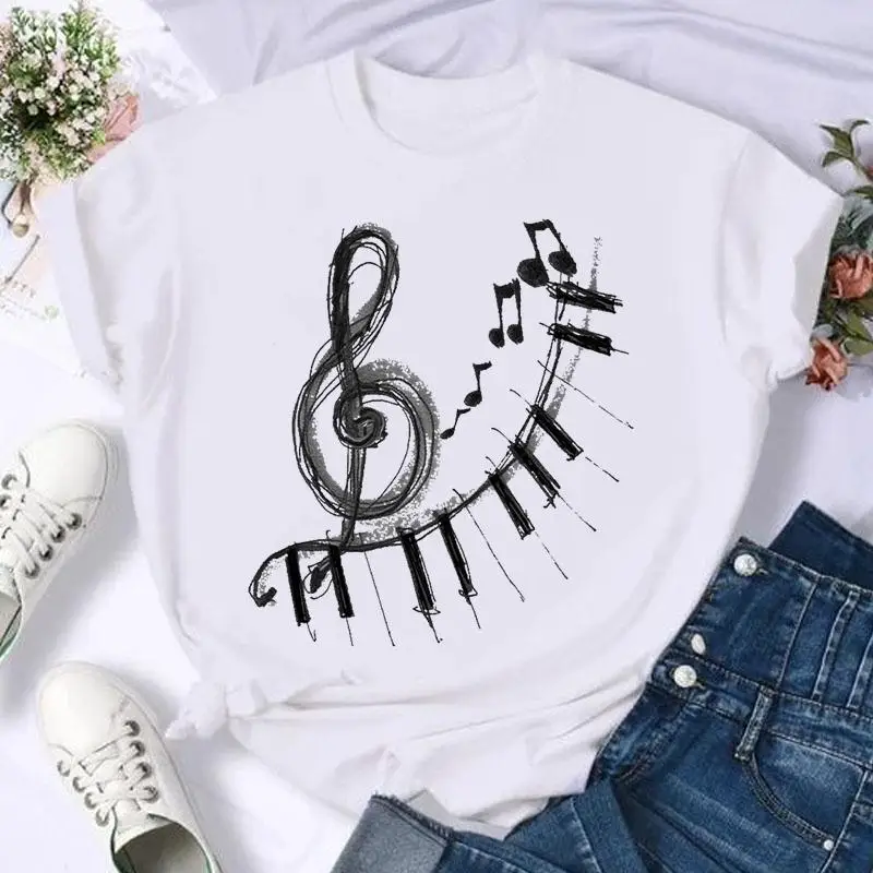 Short Sleeve Butterfly Bow Sweet Flower Fashion Summer Women Print T Shirt Female Casual Top Tshirts Cartoon Graphic Tee T-Shirt