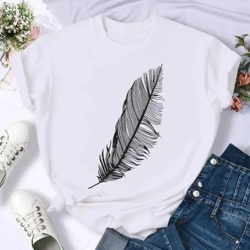 Short Sleeve Butterfly Bow Sweet Flower Fashion Summer Women Print T Shirt Female Casual Top Tshirts Cartoon Graphic Tee T-Shirt