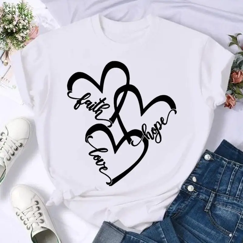 Short Sleeve Butterfly Bow Sweet Flower Fashion Summer Women Print T Shirt Female Casual Top Tshirts Cartoon Graphic Tee T-Shirt