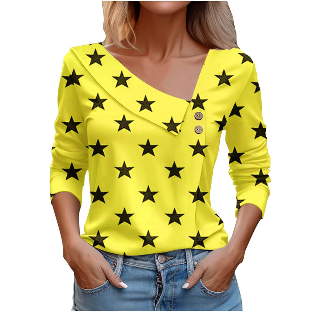 T Shirt For Women Fashion Long Sleeve Top White Floral Print Shirts And Blouses Autumn Winter Clothes For Women 2024