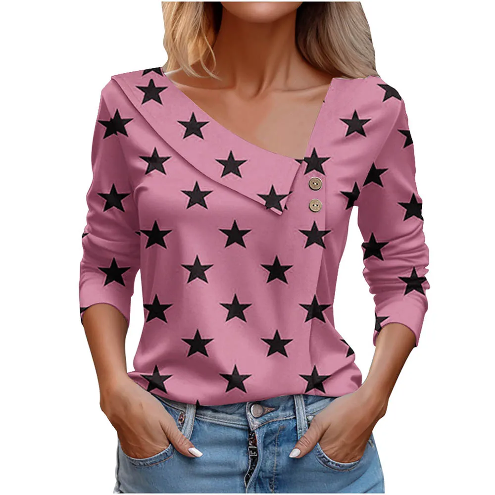 T Shirt For Women Fashion Long Sleeve Top White Floral Print Shirts And Blouses Autumn Winter Clothes For Women 2024