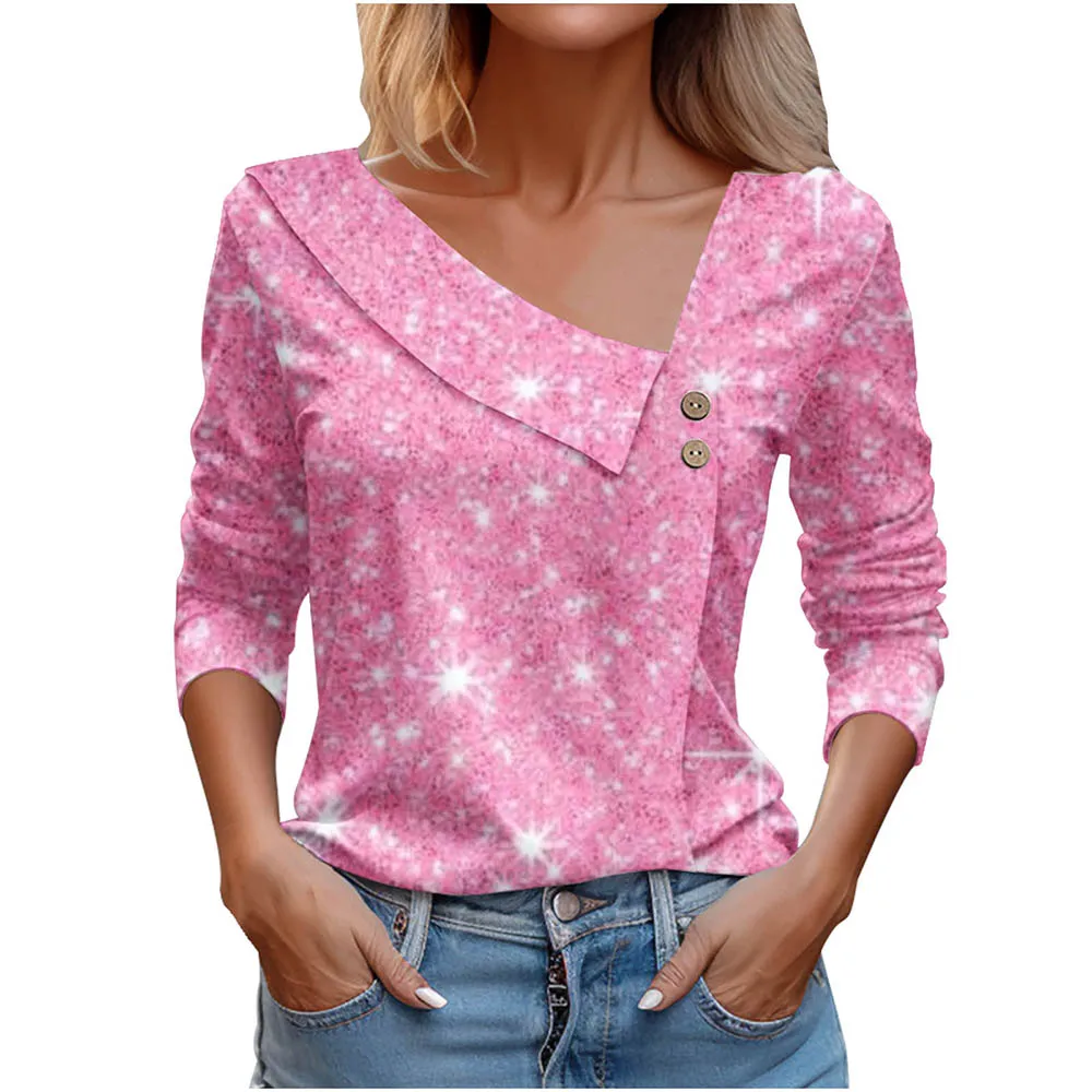 T Shirt For Women Fashion Long Sleeve Top White Floral Print Shirts And Blouses Autumn Winter Clothes For Women 2024