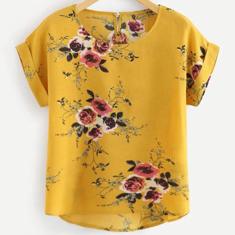 Summer Fashion Floral Print Blouse Pullover Ladies O-Neck Tee Tops Female Women's Short Sleeve Shirt Blusas Femininas Clothing - Image 4