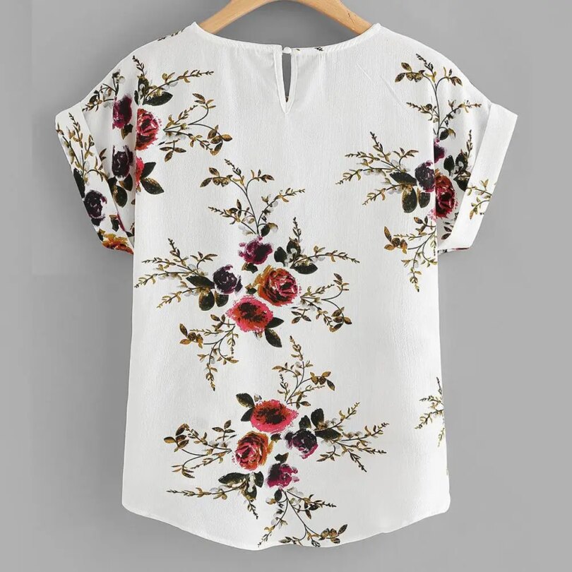 Summer Fashion Floral Print Blouse Pullover Ladies O-Neck Tee Tops Female Women's Short Sleeve Shirt Blusas Femininas Clothing - Image 2