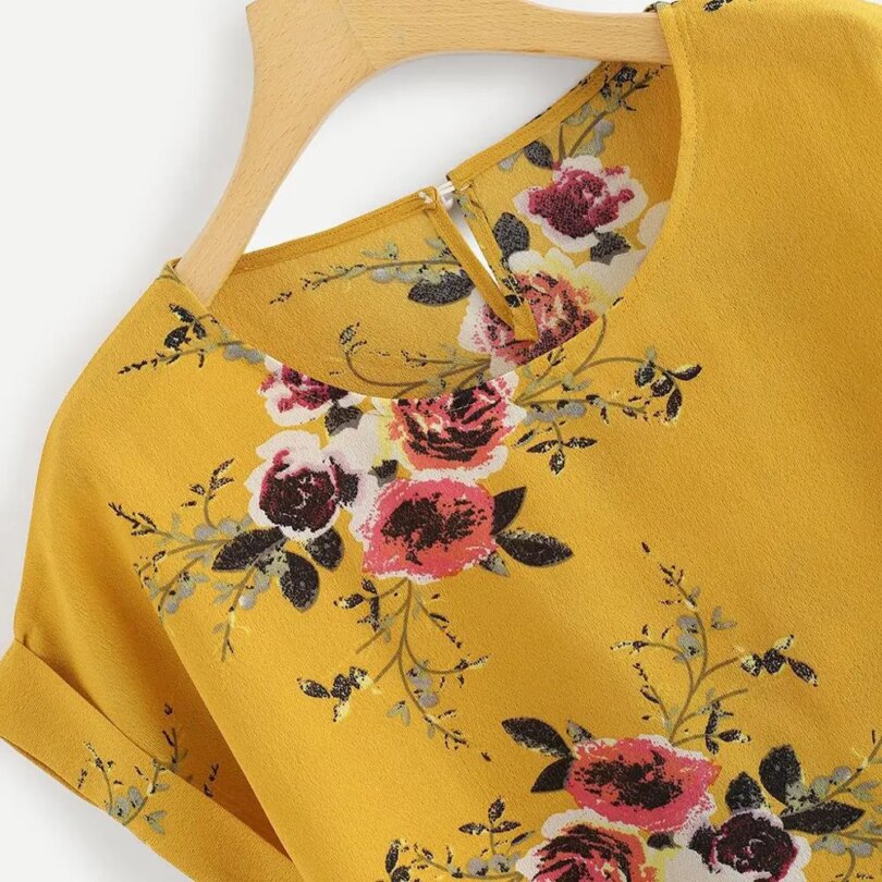 Summer Fashion Floral Print Blouse Pullover Ladies O-Neck Tee Tops Female Women's Short Sleeve Shirt Blusas Femininas Clothing - Image 5